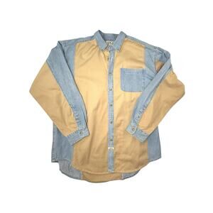 VTG Denim Shirt Mens XXL Patchwork ColorBlock 90s Old College Inn Cowboy Western
